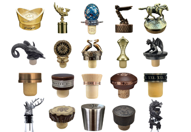 Compare debossed bar-top stoppers for luxury spirits bottles, including materials, neck fit, logo feasibility, capsule compatibility and quote requirements.